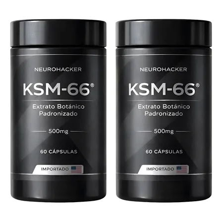 Kit 02 Potes Ksm66® Original 500mg Neurohacker 120 Cápsulas Sem Sabor