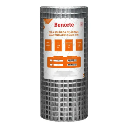 Tela Soldada Multiuso Rolo 1x25m 2,5x2,5 Fio 1,24