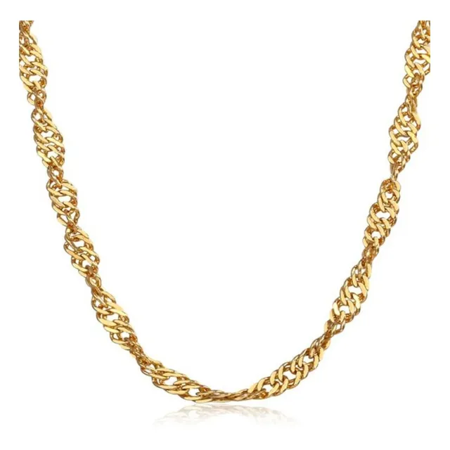 Cadena Singapur Oro 10k 50cm 2mm .8gr Italiano Color Dorado Romantika Joyas