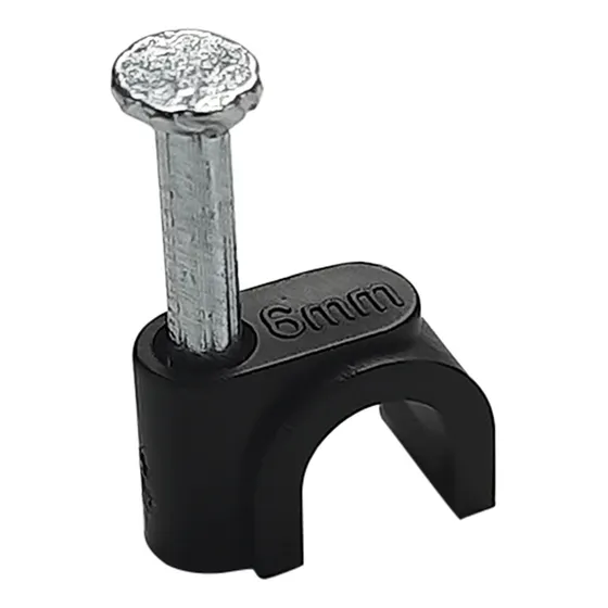 Fixa Fio Miguelão Reforçado 6mm Preto P/ Cabo Coaxial 100 Pç