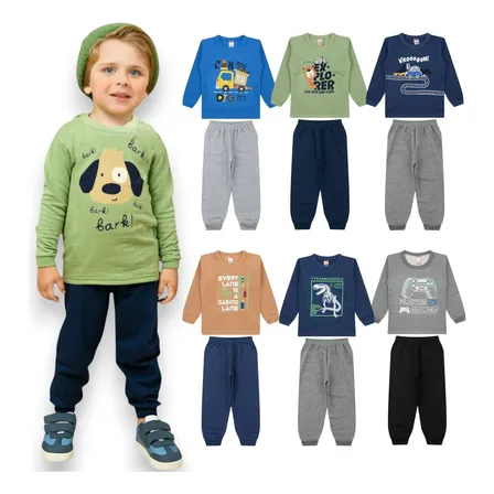 Kit 4 Peças Moletom Infantil Menino Outono Inverno 1 A 8