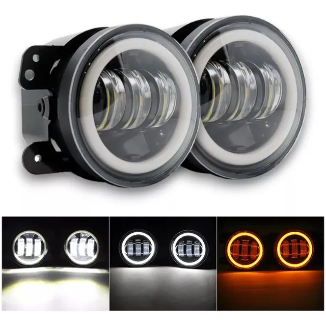 Kit Faros Auxiliar Led Con Lupa Ojo Angel 4 Pulgadas Lc