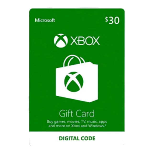 Tarjeta Digital Gift Card Xbox 30$usd Cuenta Usa.