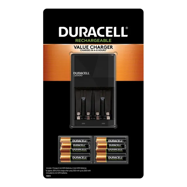Duracell Ion Speed 1000 Cargador Para Baterías Aa Y Aaa Recargables, Incluye 6 Pilas Aa Y 2 Pilas Aaa Precargadas Para El Hogar Y El Negocio