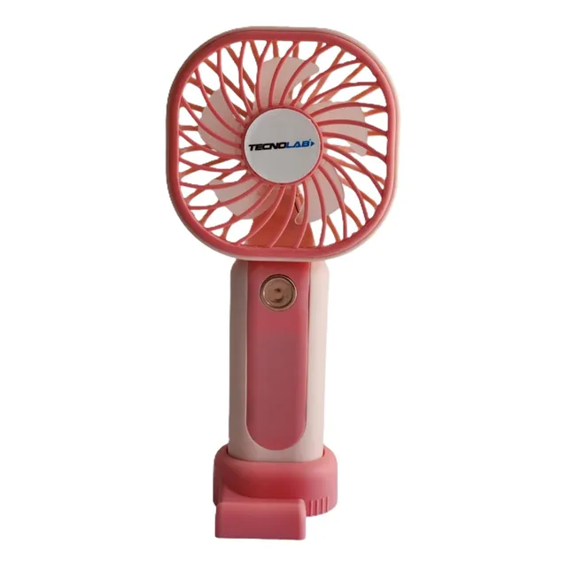 Mini Ventilador Portátil Recargable Rosa Tecnolab Tl669p