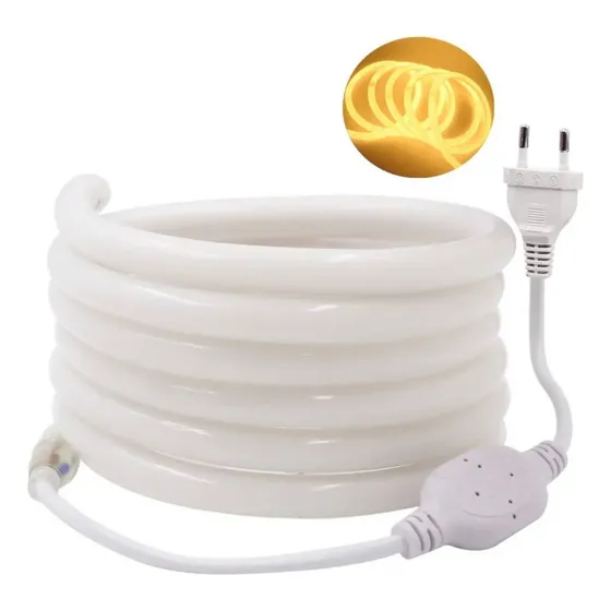 20m Mangueira Neon Flex 360 Graus Branco Quente + Conector