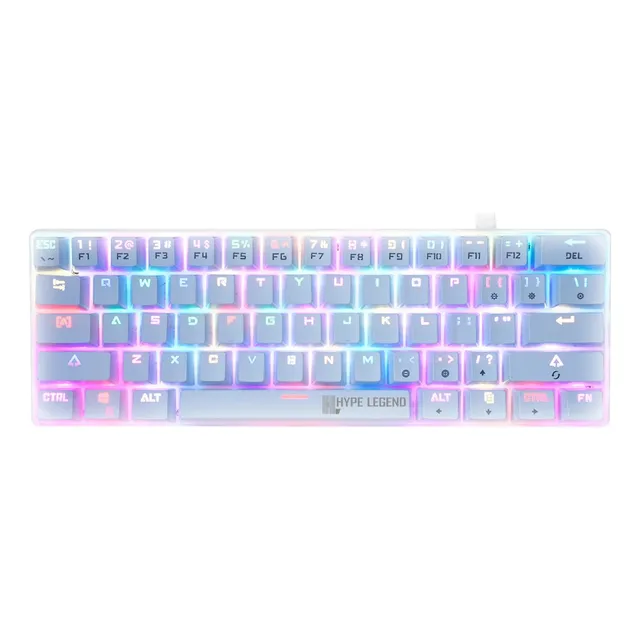 Teclado gamer Hype Legend QWERTY Outemu Red inglés US color blanco con luz RGB