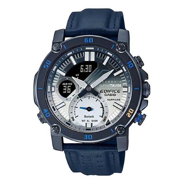 Reloj Casio Edifice Ecb-20at-2a Agente Ofic Barrio Belgrano Color de la malla Azul Color del bisel Azul Color del fondo Gris
