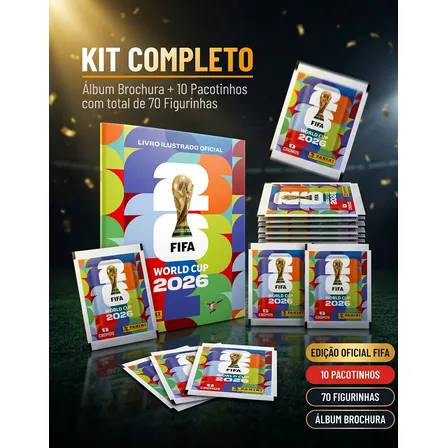Kit Álbum Capa Mole + 70 Figurinhas - Copa Do Mundo 2026