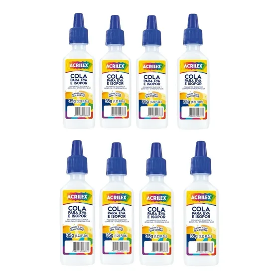 Cola Para Eva Isopor 35g Artesanato Escolar Kit 6 Unidades