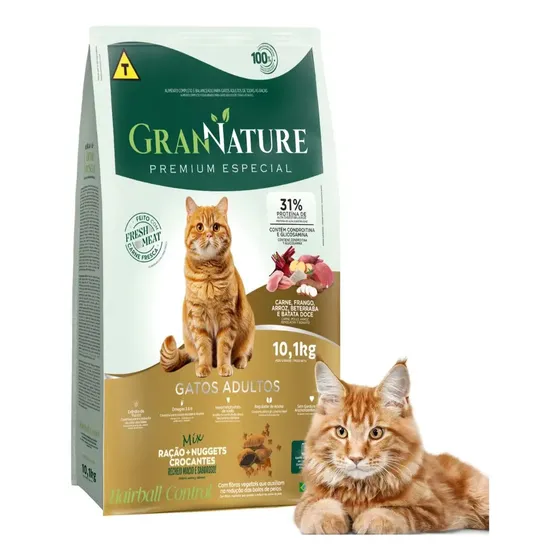 Ração Grannature Alimento Gatos Adultos + Nuggets Crocante