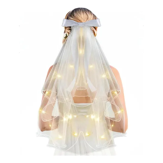 Corona Con Velo Novia Luces Led Luminoso Despedidas Solteras