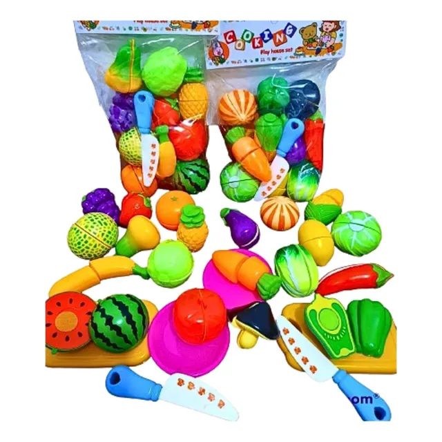 Juguete Pack De Frutas Y Verduras Para Niños Con Pega Pega 