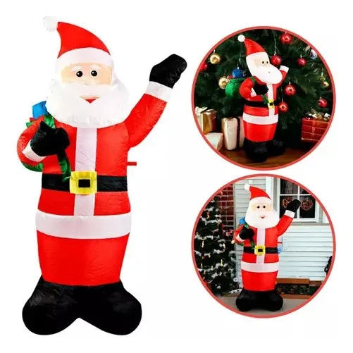 Papai Noel Inflável Em Pé Área Externa 1,30m Ar Livre 127/220V Cor Com mochila 127/220V