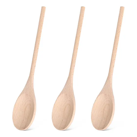 3 Cucharas Paletas Madera Natural Grandes 25cm Cocinar 3pack