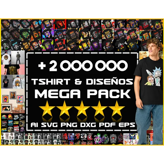 Mega Pack Svg Png Bundle + 2 000 000 Design Tshirt Vectors