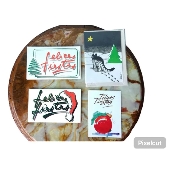 Lote 4 Tarjetas Coleccionables Antiguas- Tarjetas Navidad