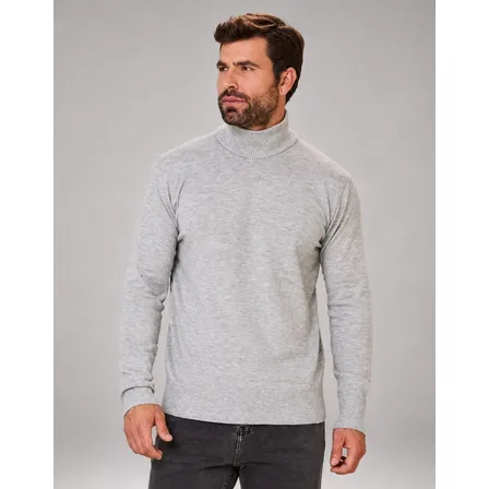 Suéter Cacharrel Tricot Masculina Canelada Gola Alta Tricô