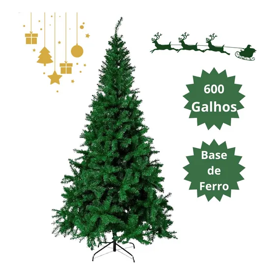 Arvore de Natal Tradicional 2 1 Mts 600 Galhos Bem Cheia Cor Verde Leeboom