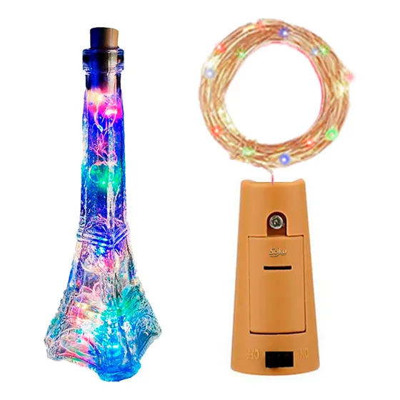 Soku Serie Luces 20 Led P/ Botella Vino Corcho Multicolor