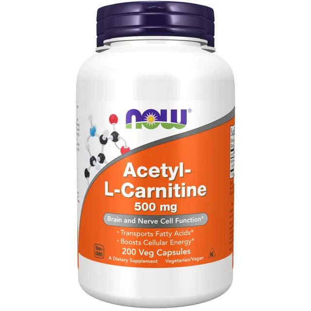 Suplemento NOW Acetyl-L-Carnitine de 200g x 200 un - cápsula