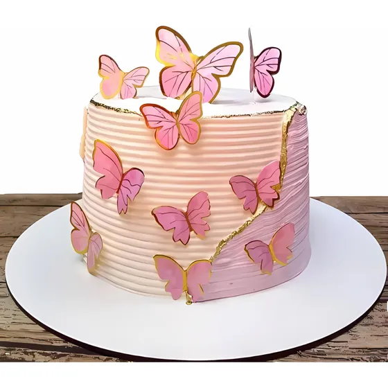 Vitrine Topo de Bolo de Borboletas Rosa e Dourada Mariposas Rosa Dorada Rosa Mariposas Pack 10 10