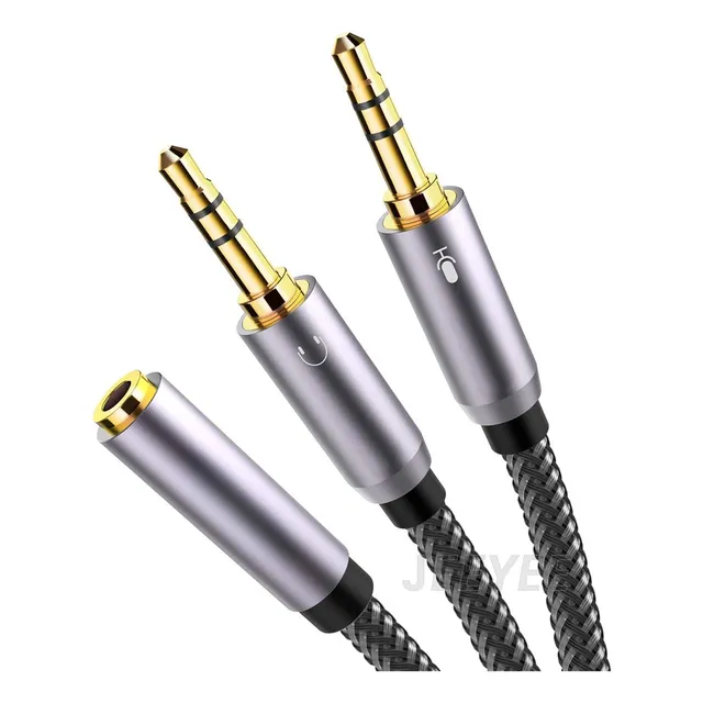 Cable Auxiliar Audio Cable Divisor Adaptador Jack 3.5mm 2 Machos A 1 Hembra 30cm Color Girs Jeeyee, Compatible Con Pc/laptop/ Tablet/ps4/xbox/auriculares Para Juego
