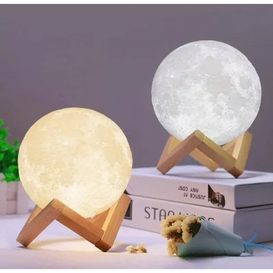 I Lâmpada Led Luna Llena 3d Change Color Touch
