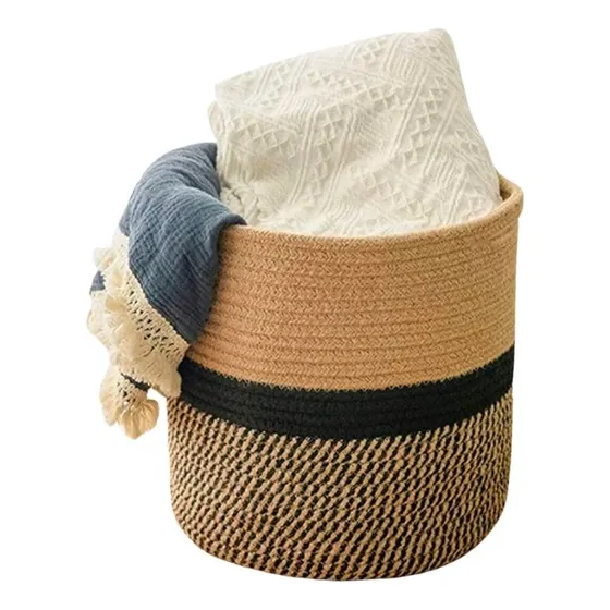 Canasto Seamix Cuerda De Algodon Yute Cesto Macetero C12 Lcm Color Beige
