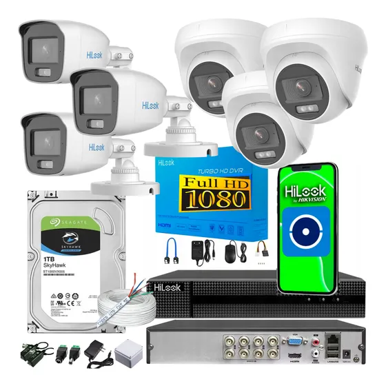 Camaras Con Audio Hilook Dvr 8ch + 6 Cám 1080p + Disco 1tb