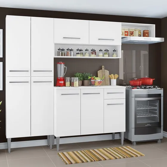 Mueble de Cocina Completa Madesa Emilly Top con armario y mostrador Color Blanco