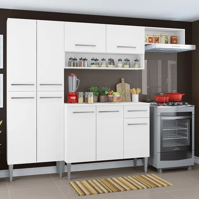 Mueble de Cocina Completa Madesa Emilly Top con armario y mostrador Color Blanco