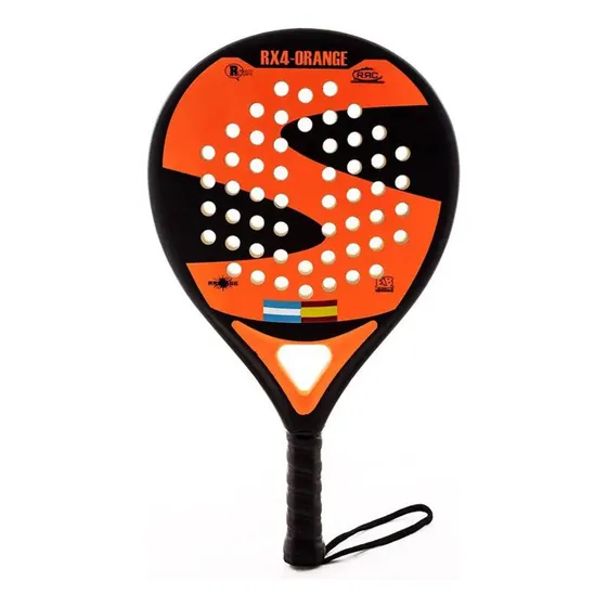 Paleta De Padel Fibra De Vidrio Softee Rx4 Soft Eva Redonda Color Negro/Naranja