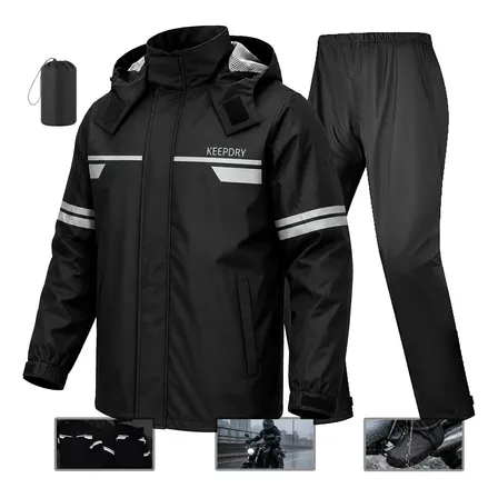 Conjunto Capa De Chuva Motoqueiro Impermeável Reforcada Cinza M(61-72kg)