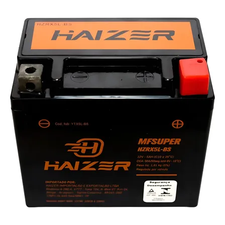 Bateria Moto Haizer 5ah Fan Titan Yamaha Biz 1 Ano Garantia