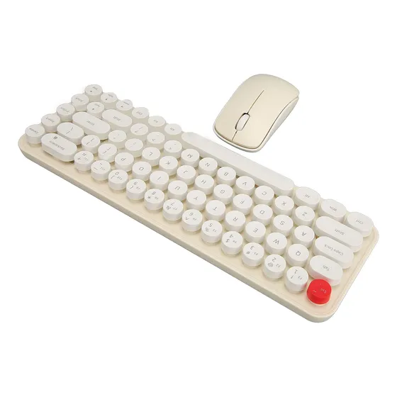 Combo Teclado Mouse Inalambrico 68 Lindo Portatil Retro 2.4g