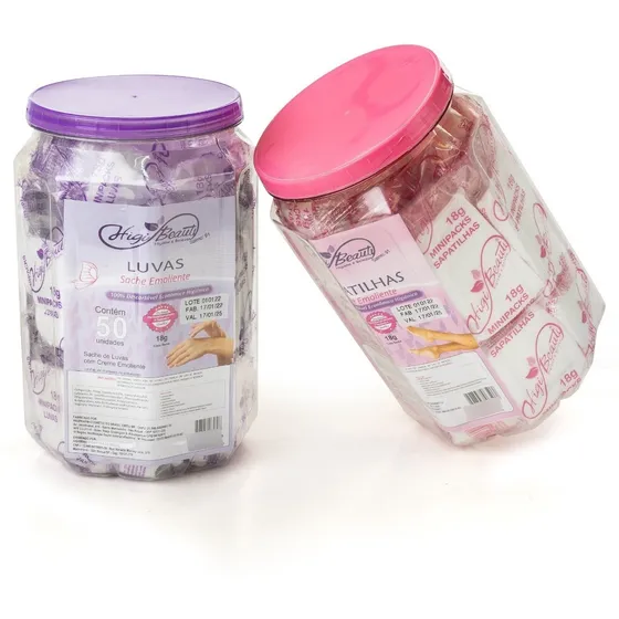 Kit Com 50 Luvas E 50 Botas Pedicure Com Creme Unhas 