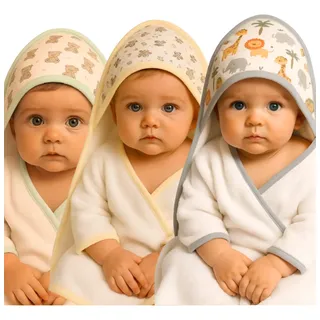 Kit 3 Toalhas Banho Bebê Com Capuz Tecido Atoalhado Infantil