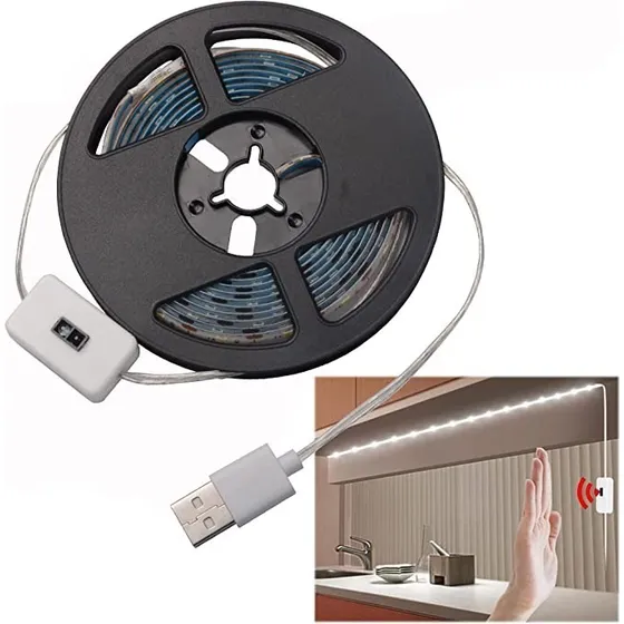 Tira Luz 120 Led Blanca Con Sensor Rollo 2mts Exterior Ip65