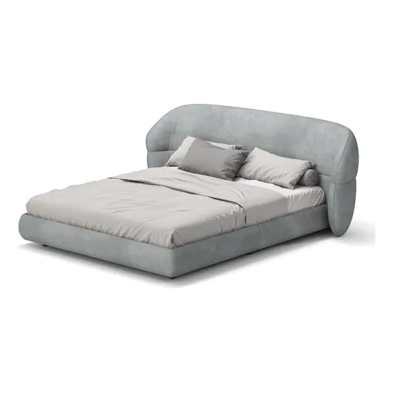 Cama Queen Base Estofada Boucle Com Cabeceira Plus Damie