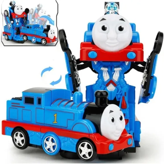 Trem Trenzinho Thomas TK - 1177 Vira Robô Musical Com Luz E Som Cor Azul Toy King