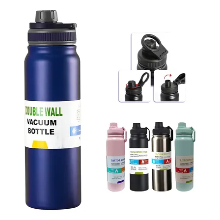 800mlgarrafa Térmica Água Squeeze Inox Academiaquente E Frio Azul