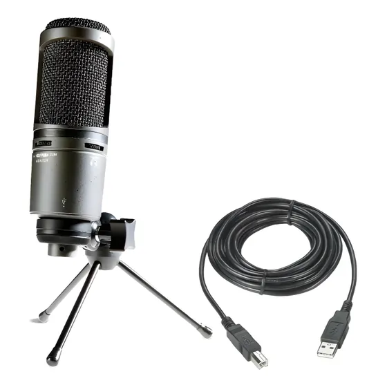 Microfone Condensador Profissional Podcast Tripé At2020usb+