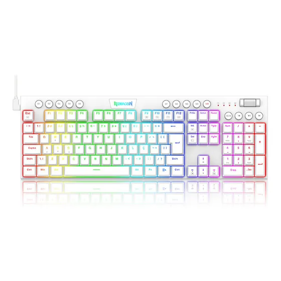 Teclado Gamer Redragon Horus K619w-rgb Switch Brown - Branco