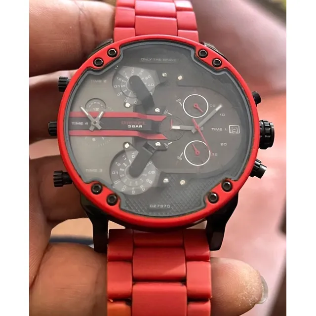 Reloj Diesel Mrdaddy 2.0 Rojo Correa Silicona 1 Mes Garantia