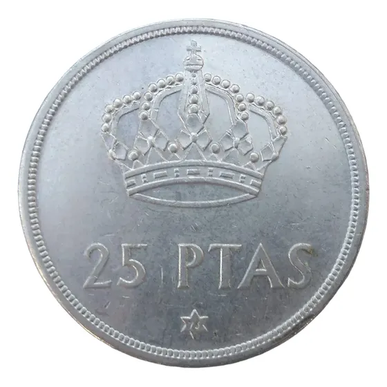 Espanha: Bela  Moeda De  25  Pesetas 1975 (76) Fc