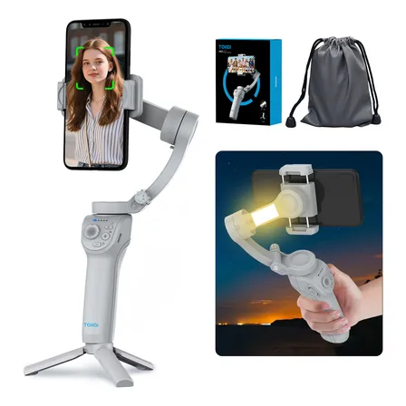 Gimbal Estabilizador Com 3 Eixos Celular Tokqi M01 Portátil Cinza