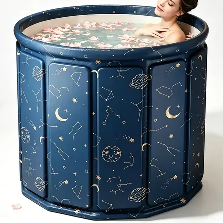 Banheira Dobrável 254l Spa Adulto Ofurô Ou Gelo Portátil Azul Estrela Do Céu