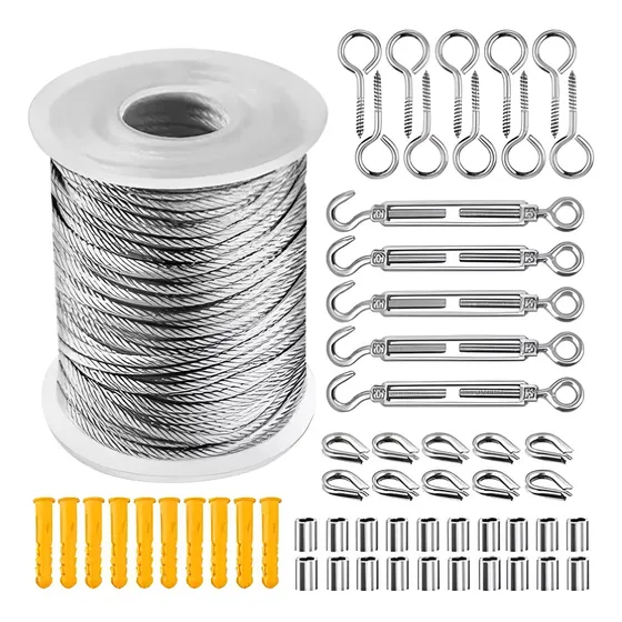 Kit De Cable Tensor De Acero De 30m Gancho Galvanizado