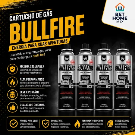 Kit Camping Gás De Maçarico Fogareiro 4 Latas Refil Bul 227g Cinza-preto